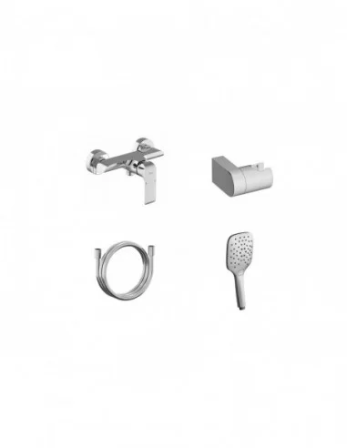 Sieninis dušo maišytuvas Flat, su dušo komplektu, Blizgus chromas, RAVAK