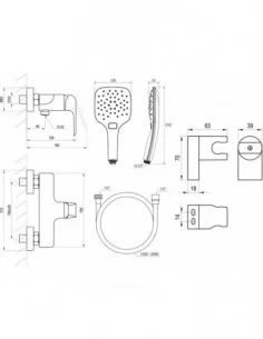 Sieninis dušo maišytuvas Flat, su dušo komplektu, Blizgus chromas, RAVAK