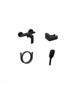 Sieninis dušo maišytuvas Flat, su dušo komplektu, Juodas matinis, RAVAK