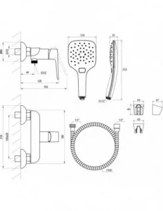 Sieninis dušo maišytuvas Classic, su dušo komplektu, Blizgus chromas, RAVAK