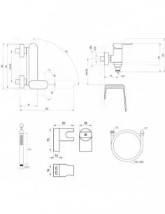 Sieninis vonios/dušo maišytuvasChrome II, su dušo komplektu, Blizgus chromas, RAVAK