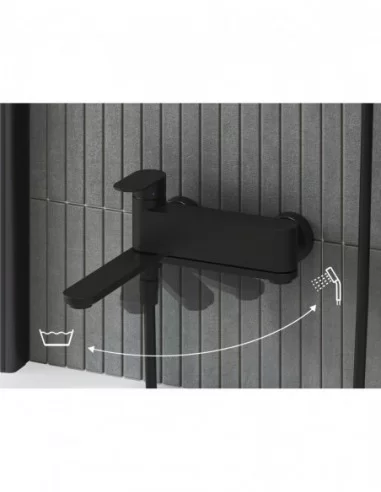 Sieninis vonios/dušo maišytuvasChrome II, su dušo komplektu, Juodas, RAVAK