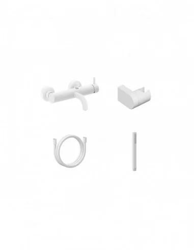 Sieninis vonios/dušo maišytuvas Espirit, su dušo komplektu, Baltas matinis, RAVAK