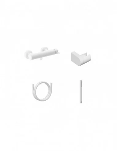 Sieninis dušo maišytuvas Espirit, su dušo komplektu, Baltas matinis, RAVAK