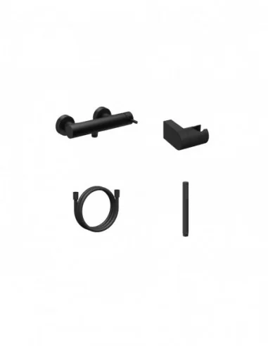 Sieninis dušo maišytuvas Espirit, su dušo komplektu, Juodas matinis, RAVAK