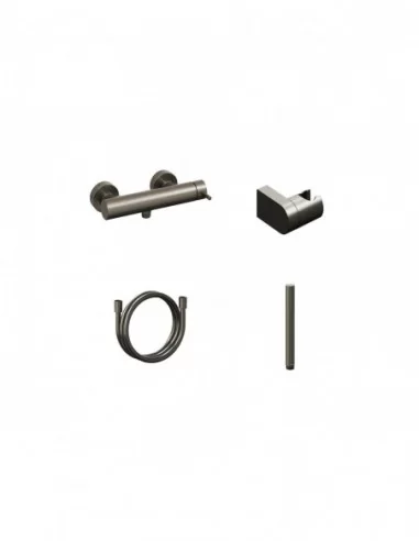 Sieninis dušo maišytuvas Espirit, su dušo komplektu, Šlifuoto grafito, RAVAK