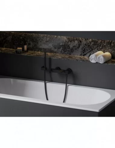 Sieninis vonios/dušo maišytuvas Eleganta, su dušo komplektu, Juodas matinis, RAVAK