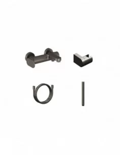 Sieninis vonios/dušo maišytuvas Eleganta, su dušo komplektu, Šlifuoto grafito, RAVAK