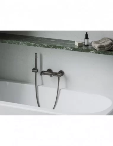 Sieninis vonios/dušo maišytuvas Eleganta, su dušo komplektu, Šlifuoto grafito, RAVAK