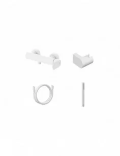 Sieninis dušo maišytuvas Eleganta, su dušo komplektu, Baltas matinis, RAVAK