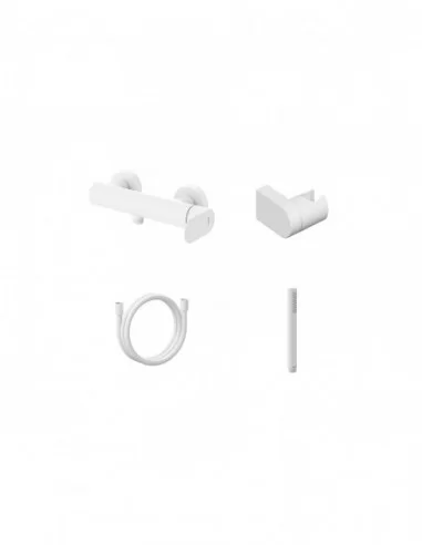 Sieninis dušo maišytuvas Eleganta, su dušo komplektu, Baltas matinis, RAVAK