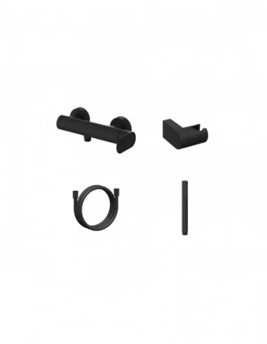 Sieninis dušo maišytuvas Eleganta, su dušo komplektu, Juodas matinis, RAVAK