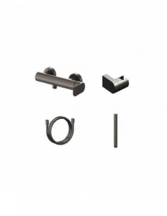 Sieninis dušo maišytuvas Eleganta, su dušo komplektu, Šlifuoto grafito, RAVAK