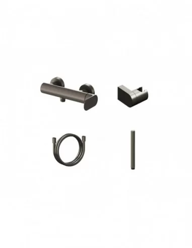 Sieninis dušo maišytuvas Eleganta, su dušo komplektu, Šlifuoto grafito, RAVAK