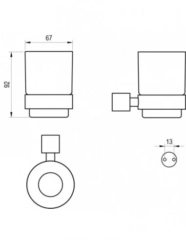 Stiklinės laikiklis Fold FD 210, Šlifuoto nerūdijančio plieno, RAVAK