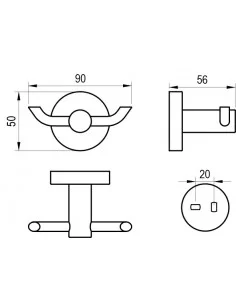Dvigubas kabliukas Kona KN 100, Šlifuoto nerūdijančio plieno, RAVAK