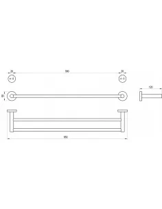 Dvigubas rankšluosčių laikiklis Kona KN 320, Šlifuoto grafito, RAVAK