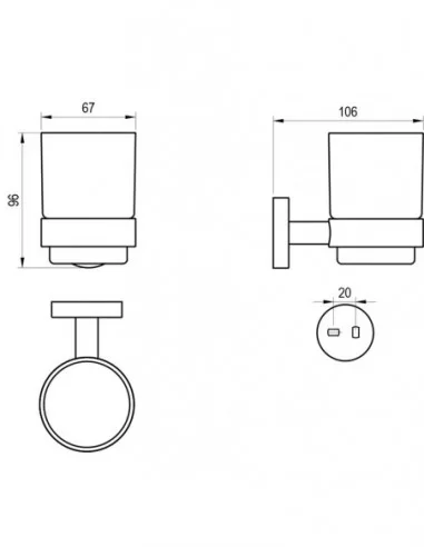 Stiklinės laikiklis Kona KN 210, Juodas matinis, RAVAK