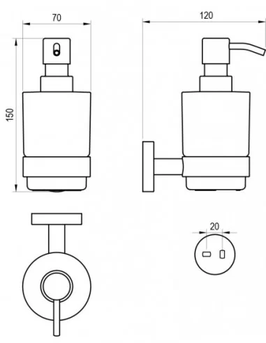 Sieninis skysto muilo dozatorius Kona KN 231, Juodas matinis, RAVAK