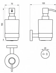 Sieninis skysto muilo dozatorius Kona KN 231, Baltas matinis, RAVAK