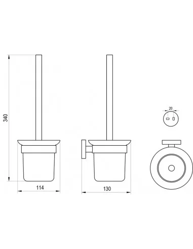 Tualeto šepetys Kona KN 410, Šlifuoto grafito, RAVAK