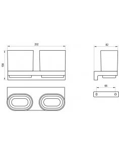 Laikiklis su stiklinėmis Chrome II CR II 220, Blizgus chromas, RAVAK
