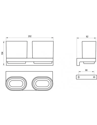 Laikiklis su stiklinėmis Chrome II CR II 220, Juodas matinis, RAVAK