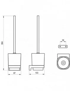 Tualeto šepetys Chrome II CR II 410, Juodas matinis, RAVAK