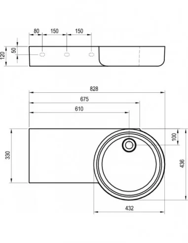 Praustuvas ARC 83/43 K/D be skylės, Balta, RAVAK