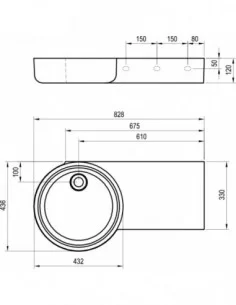Praustuvas ARC 83/43 K/D be skylės, Balta, RAVAK