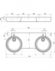 Dvigubas praustuvas ARC 120 su skyle maišytuvui, Balta, RAVAK