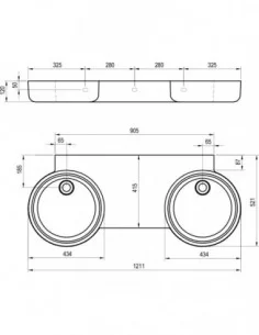 Dvigubas praustuvas ARC 120, be skylės, Balta, RAVAK