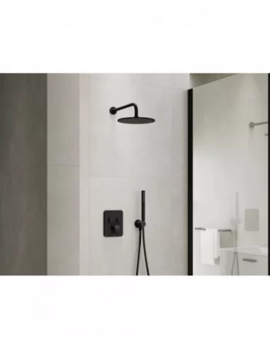 Flat FL 063.00 termostatinis potinkinis maišytuvas su jungikliu, skirtas montuoti su R-box, Juodas matinis, RAVAK