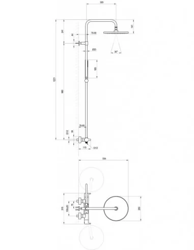 Dušo stovas TE 095, Blizgus chromas, RAVAK