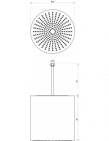 Apvalus galvos dušas, cilindras, Šlifuoto nerūdijančio plieno, RAVAK