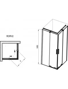 Dušo kabina Roll RORV2, juodos sp., RAVAK