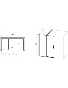 Dušo sienelė Roll ROWI, chromo sp., RAVAK