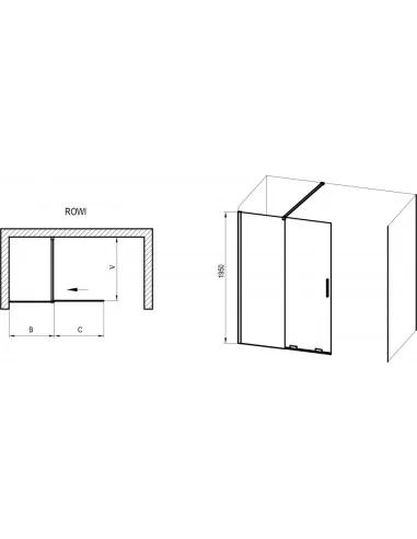 Dušo sienelė Roll ROWI, chromo sp., RAVAK