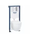 Grohe 5 in 1 potinkinis klozeto rėmas su BauCeramic Rimless pakabinamu klozetu ir chromuotu mygtuku