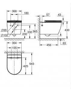 Grohe 5 in 1 potinkinis klozeto rėmas su BauCeramic Rimless pakabinamu klozetu ir chromuotu mygtuku