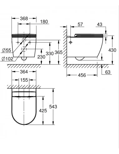 Grohe 5 in 1 potinkinis klozeto rėmas su BauCeramic Rimless pakabinamu klozetu ir chromuotu mygtuku