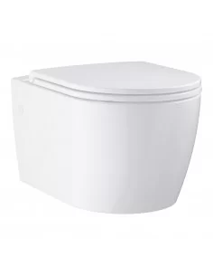 Grohe 5 in 1 potinkinis klozeto rėmas su BauCeramic Rimless pakabinamu klozetu ir chromuotu mygtuku