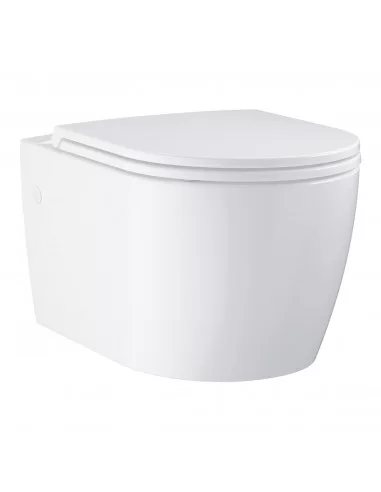 Grohe 5 in 1 potinkinis klozeto rėmas su BauCeramic Rimless pakabinamu klozetu ir chromuotu mygtuku