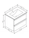 Spintelė su praustuvu PURE 61cm, šviesus ąžuolas, Raguvos Baldai