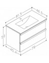Spintelė su praustuvu PURE 81cm, šviesus ąžuolas, Raguvos Baldai