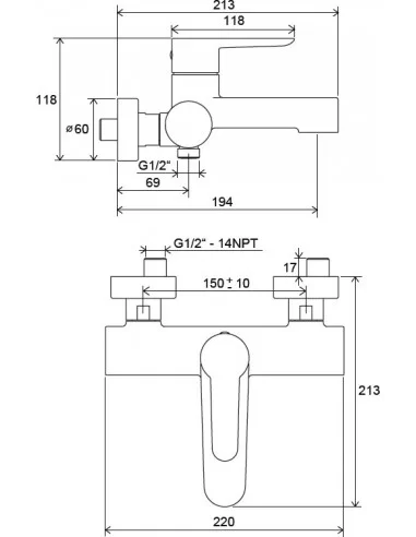 Vonios maišytuvas Puri, RAVAK