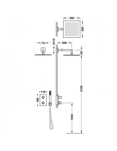 Termostatinė dušo sistema THERM-BOX, volcanic sp., TRES