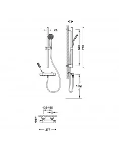 Termostatinis dušo maišytuvas su rankiniu dušu Base Plus, juodos sp., TRES