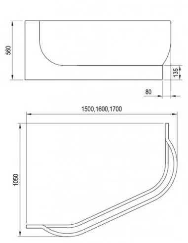 ARC Priekinė apdailos plokštė 160 / 170x105, Balta, RAVAK