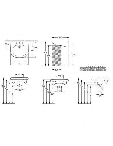 Praustuvas neįgaliesiems O. Novo ViCare 610x550 mm, Villeroy&Boch